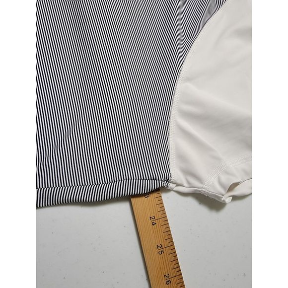 Navy Blue & White UPF Sun Protection PETER MILLAR Short Sleeve Zip Polo Shirt - Picture 4 of 5